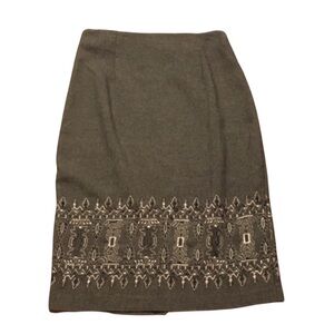 Pacific Apparel Connections Gray Embroidered Hem Pencil Line Skirt Size 4